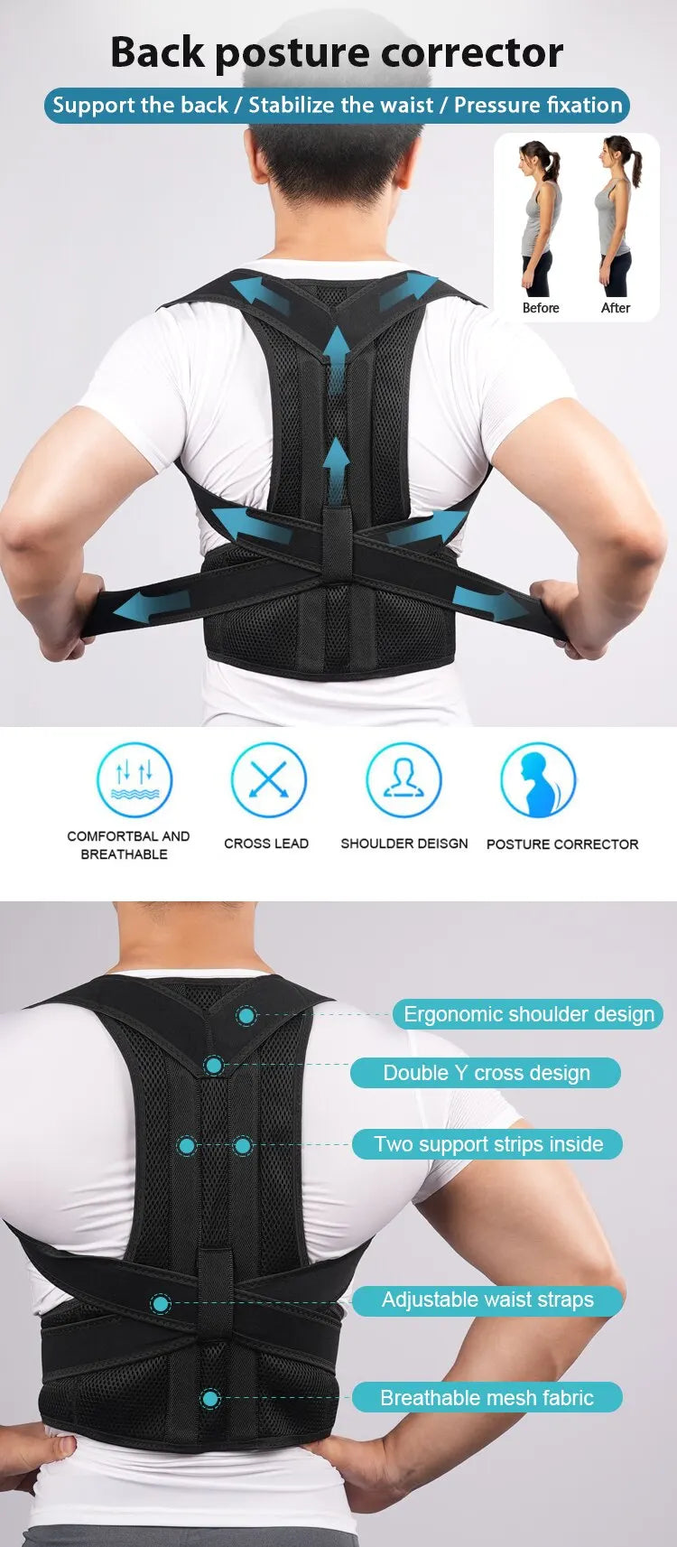 Back Brace Posture Corrector Back Lumbar Suppor